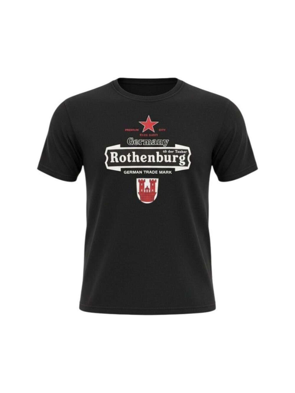 B&C Collection Menswear Black Germany Rothenburg Graphic Crew Neck T-Shirt XXL